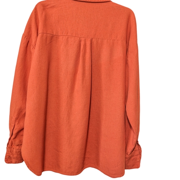 Button down shirt linen Forever21 orange long sleeves women M - Picture 3 of 8